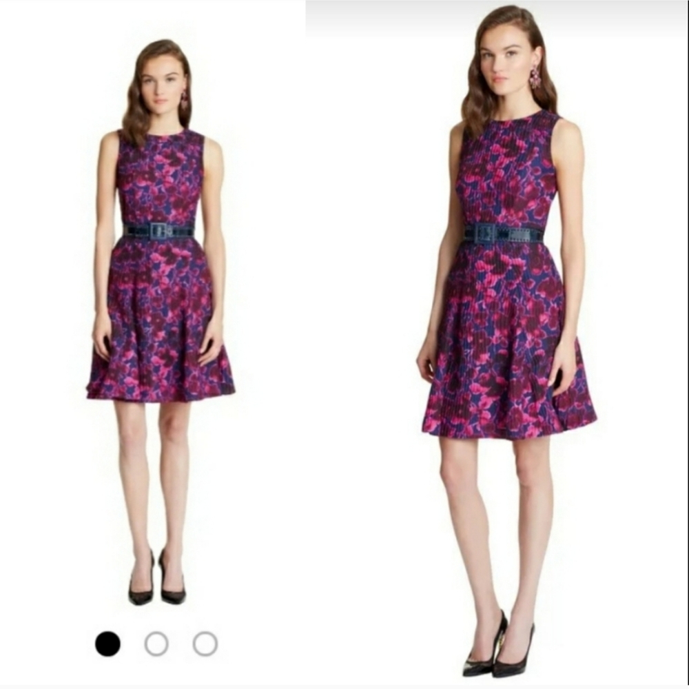 Oscar de la Renta Silk Floral Dress Size 10 - Picture 2 of 10
